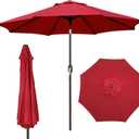 Blissun 9' Outdoor Patio Umbrella, Outdoor Table Umbrella, Yard Umbrella, Market Umbrella with 8 Sturdy Ribs, Push Button Tilt and Crank (RED)
