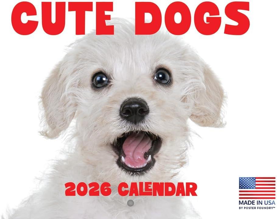 Cute Dogs Calendar 2026 Monthly Wall Calender 12 Month | American Made In The USA