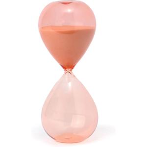 DesignWorks Ink Hourglass Gift Boxed Sand Timer 30-Minute Retro Glass Timer, 7.8" Tall, Peachy Ombre