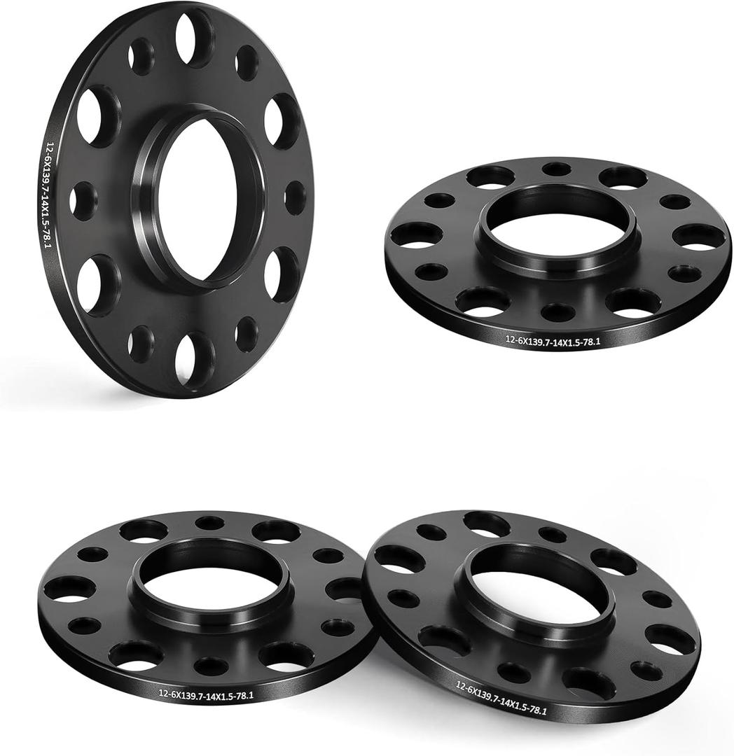 EVIL ENERGY 6x5.5 Wheel Spacers 12 mm Compatible for Chevy Silverado 1500 2019-2021, 6x139.7 mm Hubcentric with Lip 6 Lugs 78.1 mm Hub Bore Unequipped with Bolts Black