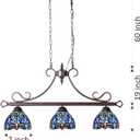 Capulina Tiffany Lamp Stained Glass Pool Table Light 3-Lights 7 Inches Wide Antique Blue Dragonfly Tiffany Style Chandelier Pendant Light for Kitchen Island Dining Room Billiards Room Farmhouse