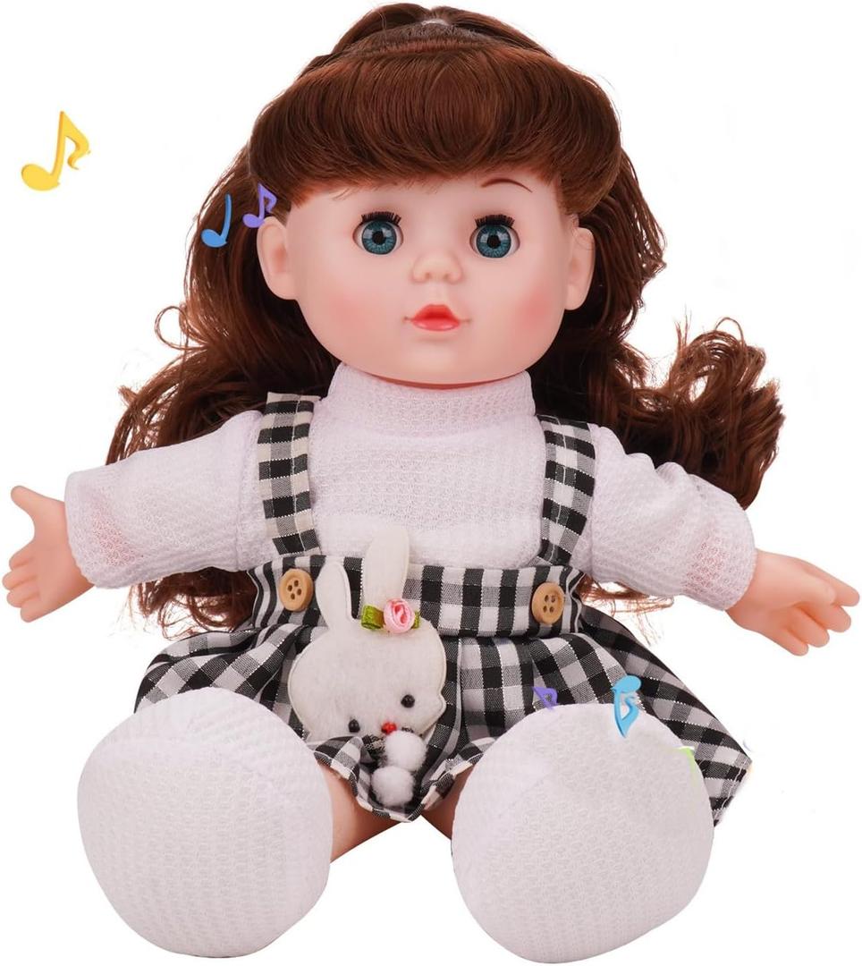 13Interactive Baby Dolls, Sweet Smile Face Baby Doll with Soft Body and Open/Close Eyes,Realistic BabyDollswith HairforKids Age3+ (White)