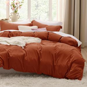Bedsure Terracotta Duvet Cover King Size - 3 Pieces Prewashed Extra Soft Bedding Set, Includes 1 Duvet Cover 104x90 Inches with Zipper Closure & 2 Pillow Shams, Comforter Not Included