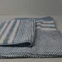 Bathroom Rugs Set 2 Piece, Extra Soft and Absorbent Fluffy Striped Chenille Bath Mat Rug Set, Non Slip Bathroom Floor Mat, Machine Washable (21" x 59" Plus 20" x 32", Light Blue)