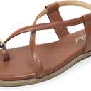 Women's Cross Strappy Flat Sandals Ring Buckle Ankle Boho Wedding Dressy Sandals