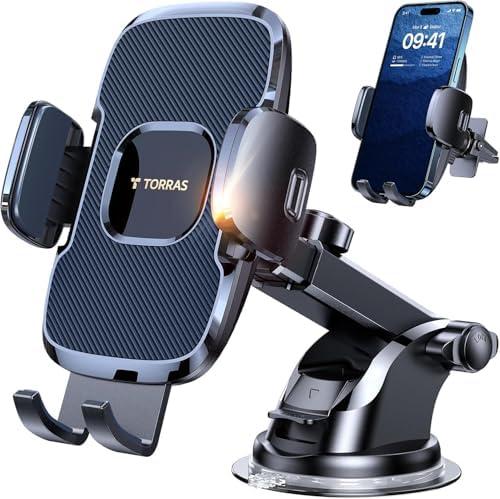 TORRAS 2026【Strongest Suction & Ultra-Durable】 Phone Holders for Your Car,【Patent & Safety Certs】 Car Phone Holder Mount Truck Stand for Dashboard Windshield Vent for iPhone 17 16 15 14 13, Navy Blue