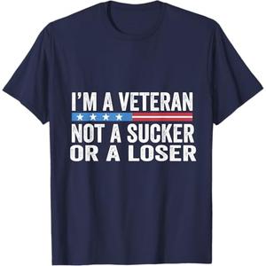 Vintage I'm Veteran Not A Sucker Or A Loser T-Shirt (Size XL, Blue)