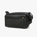 Leather Toiletry Bag For Men Buffalo Leather Unisex Toiletry Bag Travel Dopp Kit (Black)