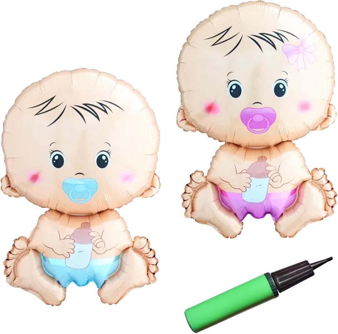 2 Pcs Gender Reveal Balloons Set (Boy & Girl) - 17.7" x 26.8" Foil Balloon for Gender Reveal Party Decorations,Baby Showers, and Photography, Pregnancy Announcement