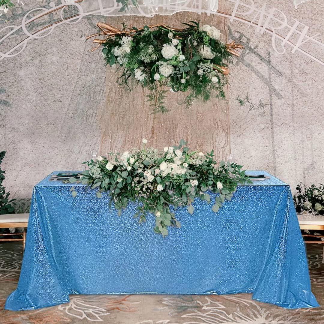 Fitable Sequin Tablecloth for Parties 52x70 Inch - Sparkle Glitter Laser Rectangle Table Cover Overlay for Independence Day Decoration Ceremony Birthday Cake Table Holiday Banquet Decor, Blue