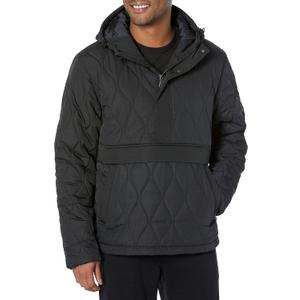Amazon Essentials Men's Anorak Hooded Quarter-Zip Puffer Coat (XX-Large, Black)