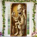 2 x Halloween Welcome Door Cover 71x35 Inch Front Porch Door Banners Decoration for Indoor Decor Fall Party Bathroom Mummy Theme