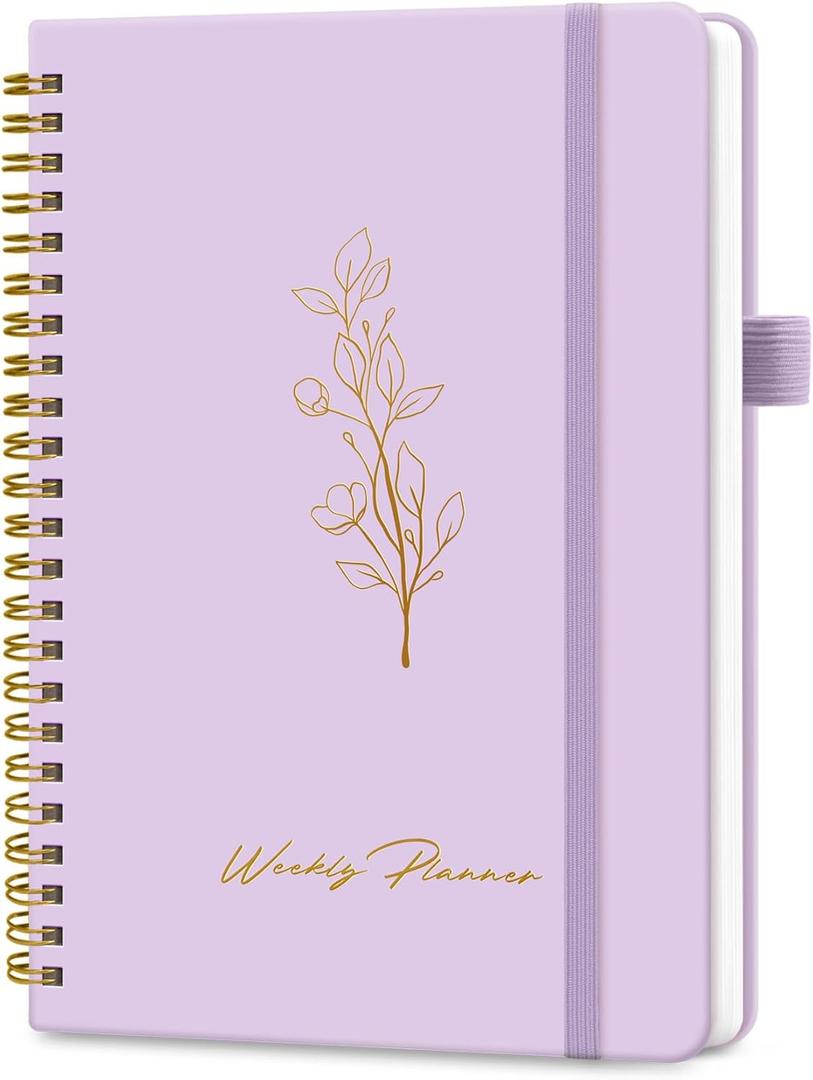 Undated Weekly Planner, Weekly To Do List Notebook with Goal & Habit Tracker Organizer, A5 Weekly Planner Notebook with Spiral Binding, 6.1" x 8.2" - Purple
