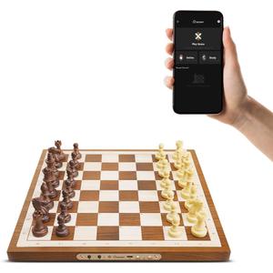 Chessnut Air Electronic Chess Board with AI Handcrafted Wooden Board, LED Indicators, Adaptive Difficulty, Full Piece Recognition Play Online on Major Chess Platforms