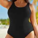 Eytino Plus Size Swimsuit for Women Back Crisscross Sports Tummy Control One Piece Bathing Suits (Black, XXXL)