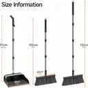 Broom and Dustpan Set, 52" Long Handle Standing Broom with Dustpan Combo Set with Dust Pan Teeth to Clean Pet Hair, Easy Sweeping Suitable for Home Kitchen Office Lobby