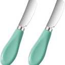 2 PCS Stainless Steel Butter Spreader Knife Cheese Spreader Knives Porcelain Handle Butter Spreaders Small Butters Knife Cheese Spreaders for Appetizers Dips Charcuterie Pastry Utensils Making