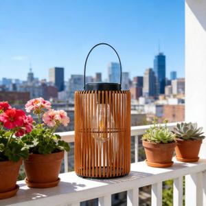 Solar Lanterns Outdoor Waterproof with Handle, 24x17 cm, Khaki
