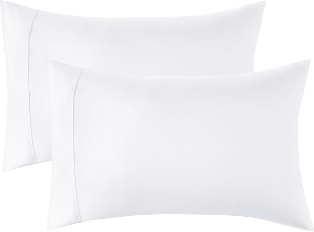 Bedsure King Size Pillow Cases Set of 2 - White Polyester Microfiber Pillowcases 2 Pack, Super Soft Pillow Case Cover with Envelop Closure, 20x36 Inches