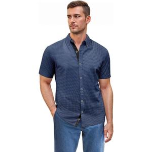 ETHANOL Men's Slim Fit Short Sleeve Shirt (Blue, XL)