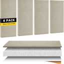 4 PCS 2" Thick Acoustic Panels, 23.6" x 11.8", Fiberglass Sound Absorbing Panels, Fabric Wrapped Soundproof Wall Panels, Noise Dampening for Studio, Home Office, Home Theater (Linen)