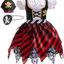 BanKids Pirate Costume Kids Pirate Hat Eye Patch Role Play Girls Dress Up Halloween Costume Cosplay, Small