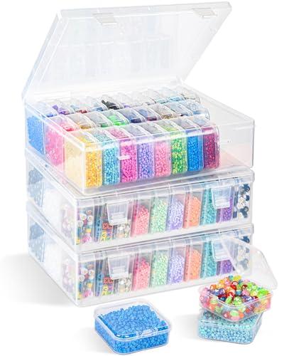 Bead Organizer Box, 93 Pcs Plastic Bead Organizers and Storage, Clear Craft Storage Containers with Hinged Lids and Labels, Small Plastic Containers for Jewelry Making, Craft, Small Parts, Nail Art