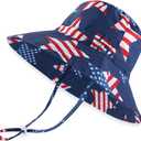 Toddlers Baby Boys' 3-Piece Rashguard Set Kids Bathing Suit Set with Hat UPF 50+ (6-9 Months, Usa Flag)