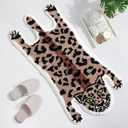 Panstar Leopard Bath Mat for Bathroom, Cute Brown Leopard Cartoon Bath Mats Non Slip Animal Shaped Absorbent Bathtub Rug Bathroom Plush Shower Rugs