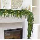 Norfolk Pine Garland with 60 Lights, 80 Pine Branches, Realistic Christmas Garland Holiday Greenery for Table Mantle Wall Christmas Decorations