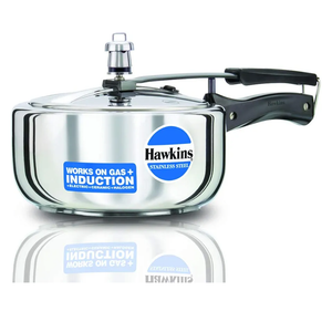 Hawkins 3 Litre Inner Lid Pressure Cooker, Stainless Steel Cooker, Wide Design Pan Cooker, Induction Cooker, Silver (HSS3W)