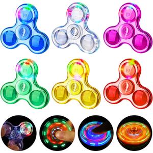 Fidget Spinner 6 Pack, Light up Sensory Fidget Toys Adults Kids with Autism ADHD, Kids Treasure Prize Box Toys for Classroom Party Favors Bags Pinata Stuffers Glow Travel Toys Anxiety Stress Relief