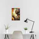 QIXIANG Black Girl Canvas Wall Art African American Picture Wall Decor Black Woman and Coffee Painting Prints Living Room Decor Framed(Brown,24L x 16W)