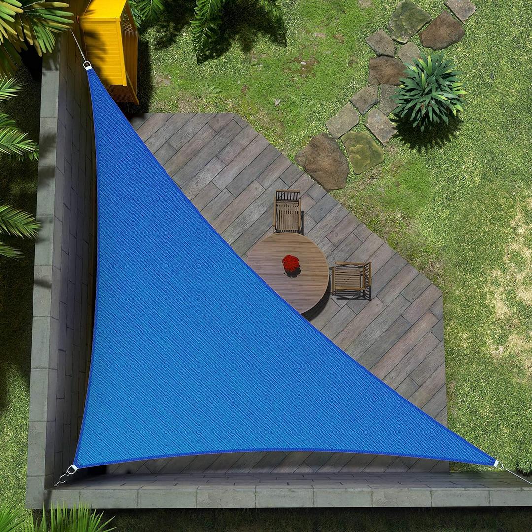 Amgo 16' x 16' x 22.6' Blue Right Triangle Sun Shade Sail UPF50+ Canopy Awning AGSLT, 95% UV Blockage, Water & Air Permeable, 200GSM Heavy Duty Commercial and Residential (We Make Custom Sizes)