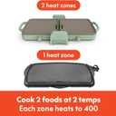 Bella 10"x 20" Ceramic Fold-n-Store Dual Temp Griddle, Fits-anywhere Kitchenware, EverGood Ceramic Nonstick Coating, 2 Temperature Zones up to 400F, Dishwasher Safe Drip Tray, 1500 Watt, Seaglass