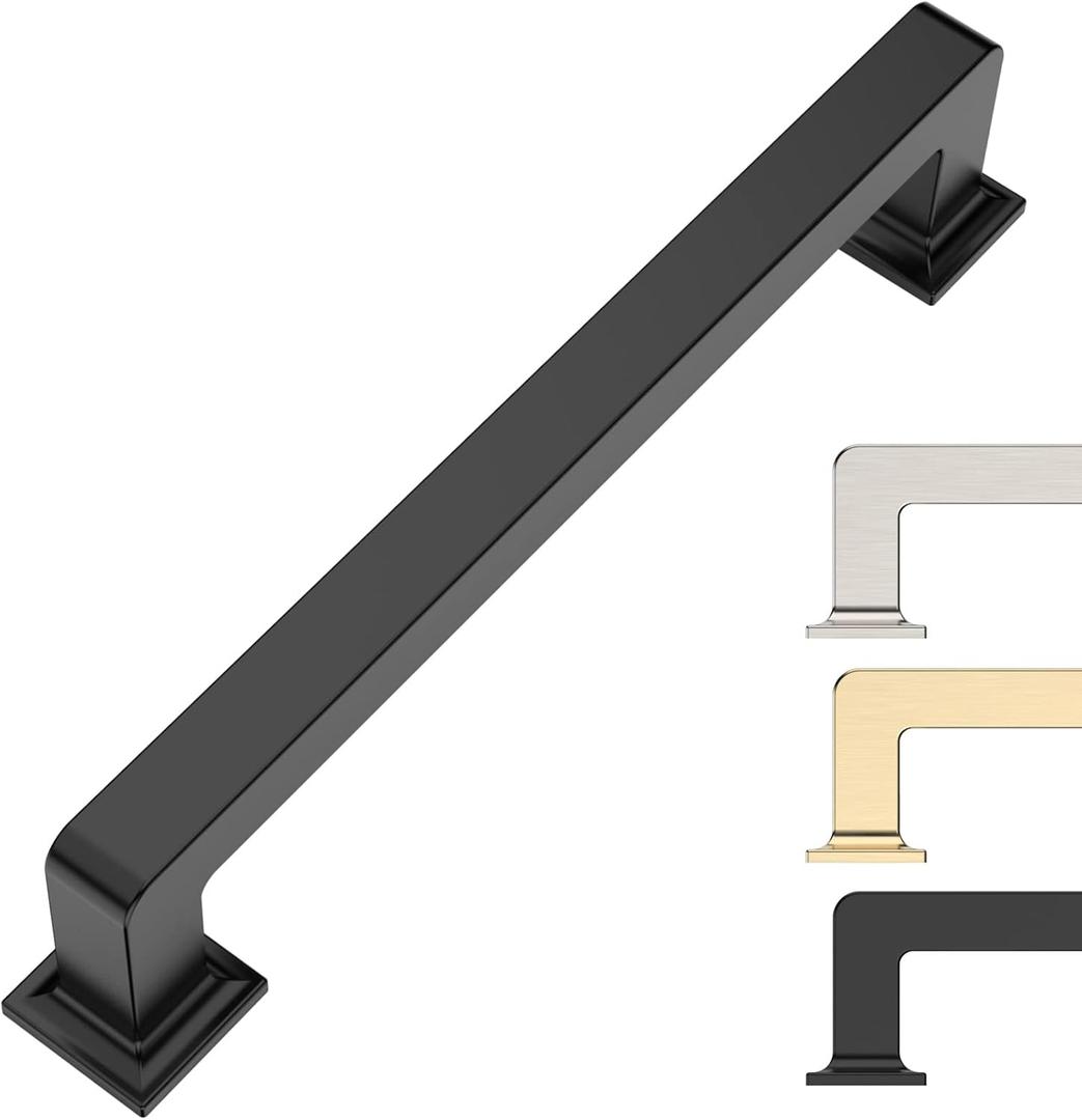 5 Inch 10 Pack Kitchen Cabinet Handles Matte Black Cabinet Pulls Kitchen Cabinet Hardware Kitchen Handles for Cabinets Cupboard Handles (5"/128MM Hole Center)