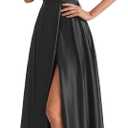 Long Satin Spaghetti Strap Prom Dress, Size 6
