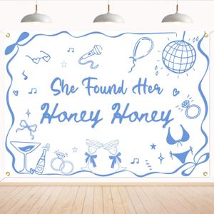 She Found Her Honey Honey Backdrop - Mamma Mia Theme Bachelorette Banner, Tapestry Disco Bach Photo Backdrop, Dancing Queen Bridal Shower Party Decor, Brides Last Disco Decorations 7x5ft