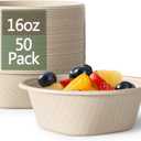 Homestockplus 16 Oz Disposable Bowls Heavy Duty Small Paper Bowls made of 100% Compostable Heavy-duty Quality Natural Bagasse Biodegradable Bowls for Ice Cream, Dessert And Chili ect.[50 Pack]