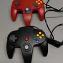 suily 2 Pack Classic N64 Controller, N64 Wired USB PC Game pad Joystick, N64 Bit USB Wired Game stick Joy pad Controller for Windows PC MAC Linux Raspberry Pi 3 Sega Genesis (Black/Red)