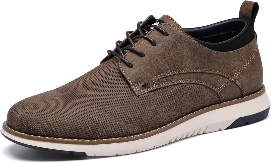DECARSDZ Mens Dress Shoes Casual Oxford Shoes Business Formal Derby Sneakers Walking Shoe, Size 10.5 (Brown)