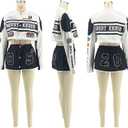 Women Varsity Jacket Detachable Skirt Set 2 Piece Motorcycle Biker Race Car Driver Costume Cropped Bomber Streetwear (Pink, XXL)