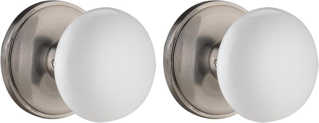 parro White Door Knobs, White Porcelain Door Knob, Ceramic Interior Door Handles, Nickel Door Levers for Closet