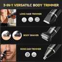 Beard Trimmer for Men, IPX7 Waterproof Body Hair Trimmer Electric Razor Shaver Body Grooming Kit Wet/Dry Use for Groin, Nose, Ear Hairs, Beard, Legs, Chest (Black)