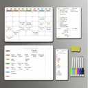 Magnetic Dry Erase Calendar Whiteboard Set (4-Pack) for Fridge,with Monthly and Weekly Views (16" x 11"),Daily Planners (10" x 8") and to Do List Whiteboard (10 x 4) 6 Markers & Eraser