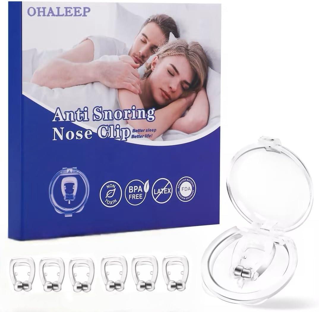 Anti Snoring Devices, Snore Stopper with Adjustable Magnet, Silicone Nose Clip Stop Snoring, Effective to Relieve Snoring, Snoring Solution for Comfortable and Quieter Sleep, White,M
