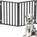 Pet Gate - 4-Panel Indoor Foldable Dog Fence for Stairs, Hallways, or Doorways - 72x24-Inch Wood Freestanding Dog Gates by PETMAKER (Black)