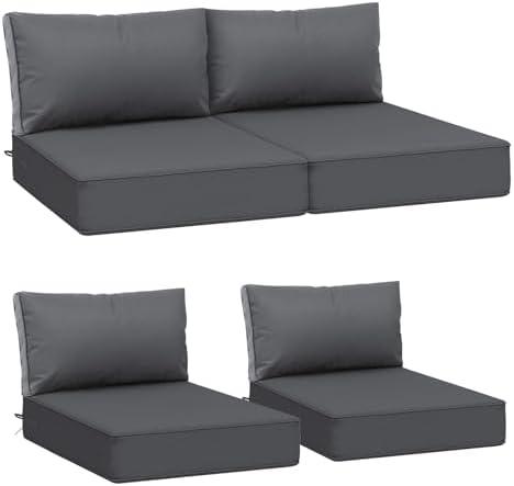 AAAAAcessories Outdoor Deep Seat Cushions, Waterproof, Fade-Resistant Patio Furniture Replacement Cushions, 24" x 24" x 5" + 24" x 13.5", Set of 4, Dark Gray