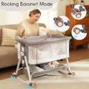 Baby Bassinet Bedside Sleeper with Wheels, Breathable Mesh & Soft Mattress, 4 Adjustable Heights, Easy Fold, Crib