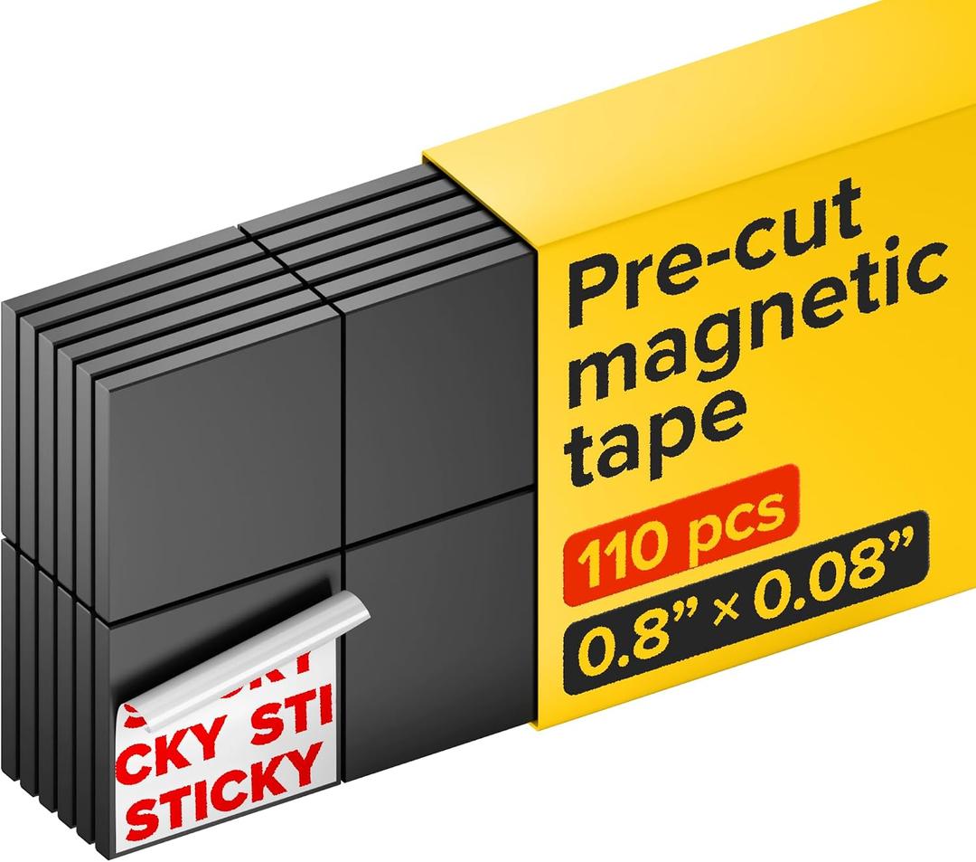 Hyper-Sticky Magnets with Adhesive Backing - 110pcs 0.8x0.08 Strong Magnetic Squares for Whiteboard Fridge - Science Education Magnets - Easy-to-Cut Stickers - Teacher Must Have - Teacher Supplies